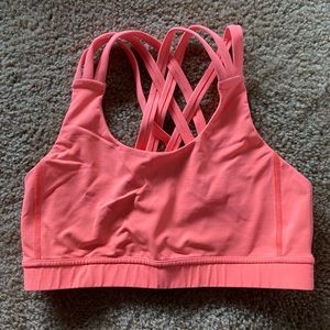 Lululemon pink strappy sports bra